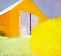 Wolf Kahn - Square Orange Barn Painting_ 2005