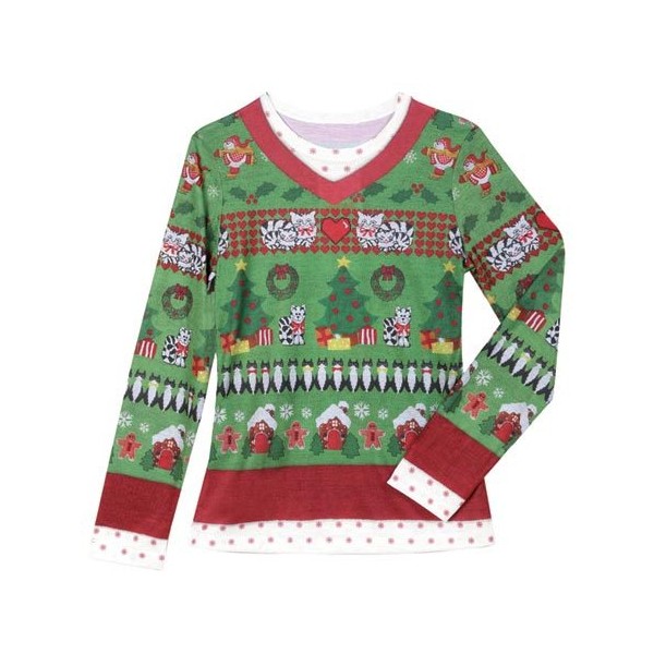 LADIES FAUX REAL UGLY CHRISTMAS SWEATER